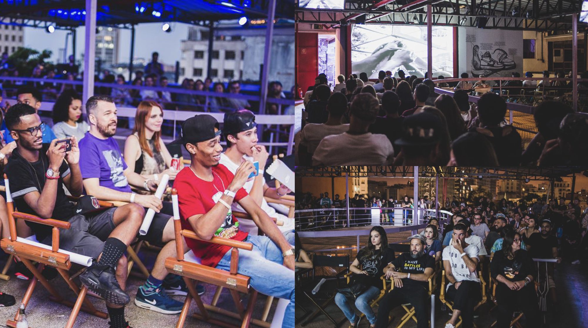 Plateia atenta em um evento do Instituto Cultural Galeria do Rock
